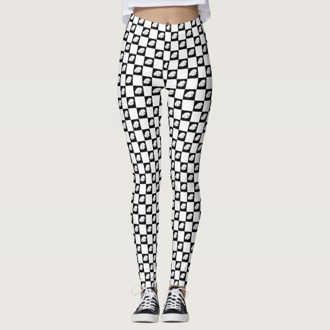 Leggings Cool Noir et blanc Chèque Chef femme (Devant)