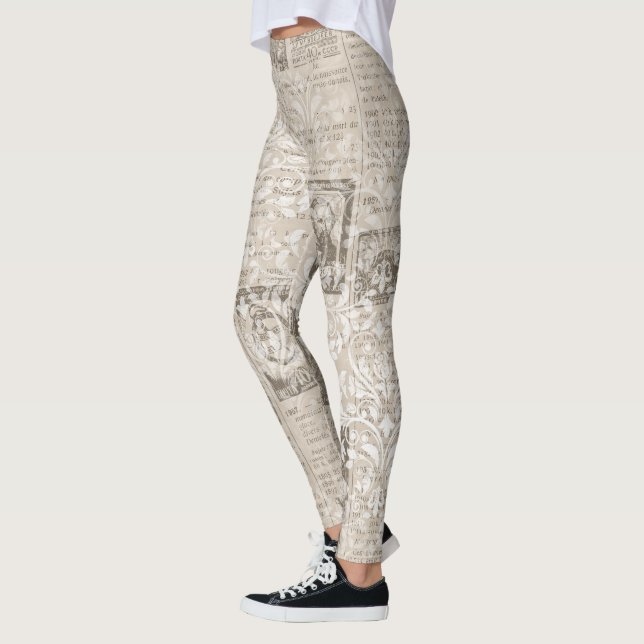Leggings Cool One-of-a-Genre Ephemera Nouvelles Imprimer Mo (Gauche)