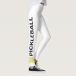 Leggings cool Pickleball Jaune Ball Texte personna<br><div class="desc">Les jambes parfaites pour les amateurs de pickleball. Légumineuses de haute qualité avec le mot PICKLEBALL et un pickleball jaune de chaque côté. Ajoutez votre texte personnalisé - comme un nom de club ou un nom d'équipe. Amusez-vous pour un jeu social décontracté ou un match de tournoi - changez facilement...</div>