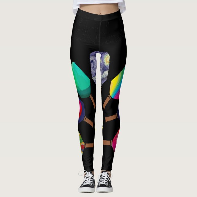 Leggings Cool Pickleball Paddle Sports Rainbow (Devant)
