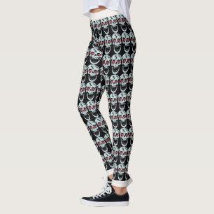 Leggings Cool rire crâne blanc Rouge Faux Parties scintilla