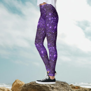 Leggings Cool Sparkling Cosmic PurpleGalaxy Glittery Party