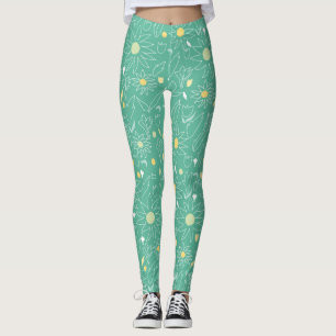 Leggings Cool Sunflower Doodle Floral