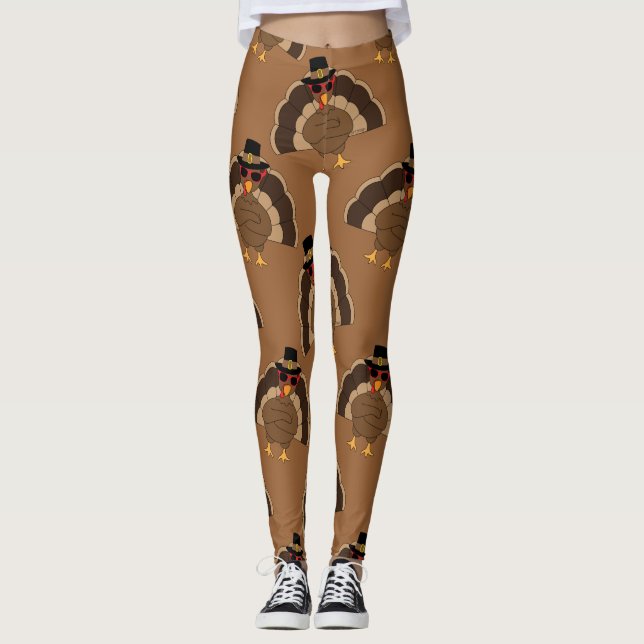 Leggings Cool Turquie Thanksgiving fun brown motif (Devant)