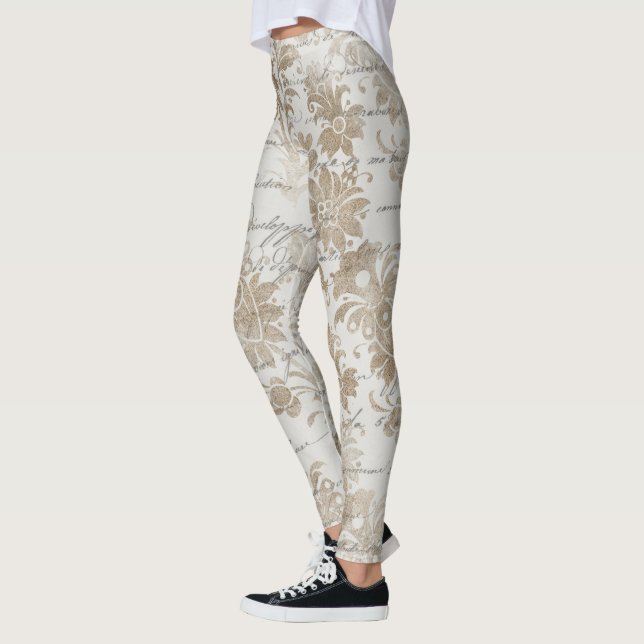 Leggings cool un d'un genre éphémère motif floral femmes (Gauche)
