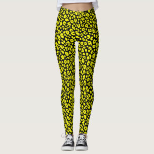 Leggings Cool Wilde Jaune Et Noir Empreinte de léopard Moti