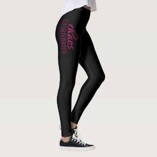Leggings Coordinateur du Chaos Typographie noir rose chaud