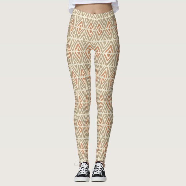Leggings Coordonnées des Spas tropicaux - Tribal Zig Zag (Devant)