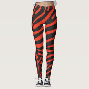Leggings Copie noire et rouge de zèbre