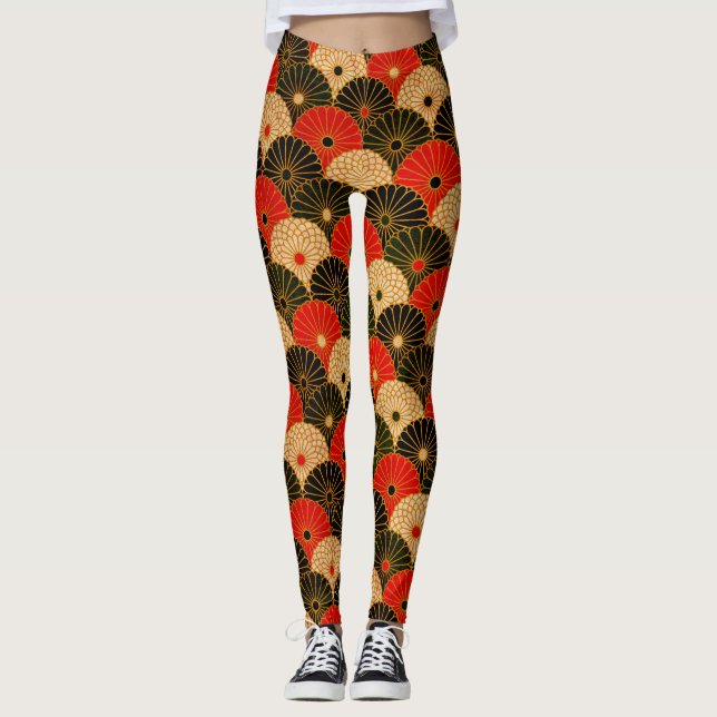 Leggings Copie traditionnelle vintage de papier japonais (Devant)