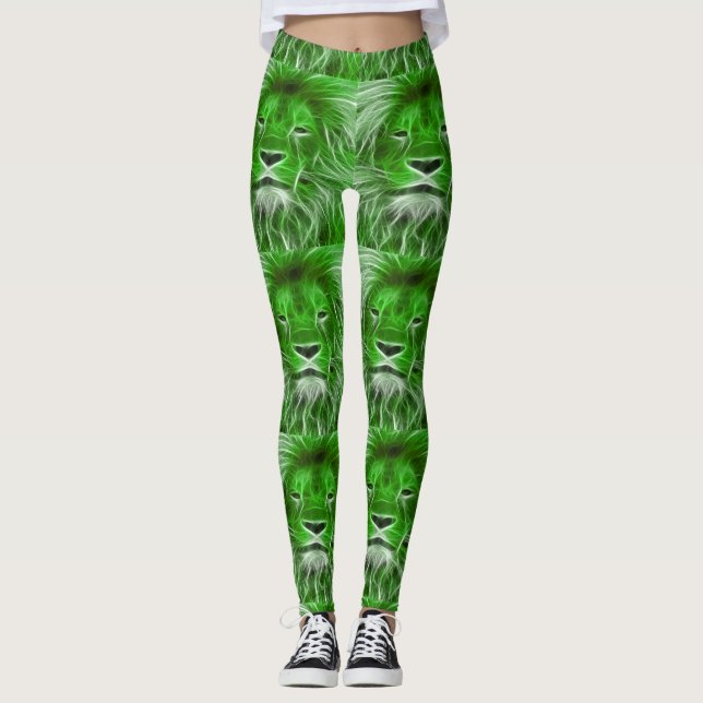 Leggings Copie verte de tête de lion (Devant)