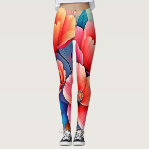 Leggings Coquelicots Élégants : Art de la Nature Radiante