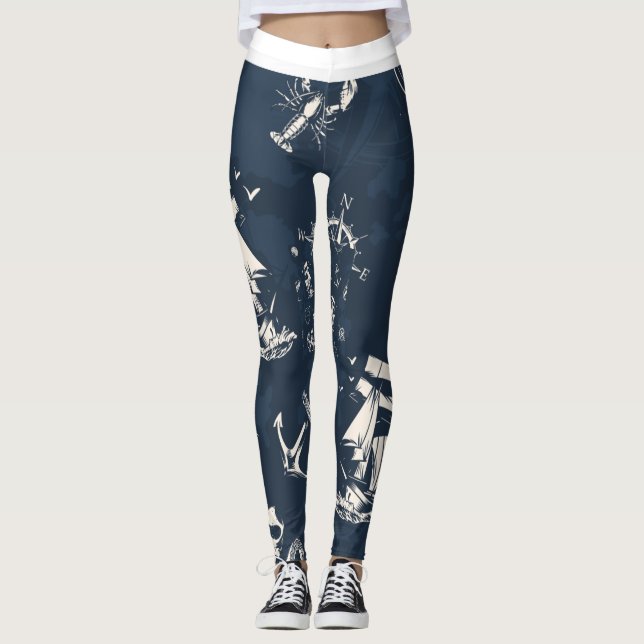 Leggings Coques de mer de boussole (Devant)