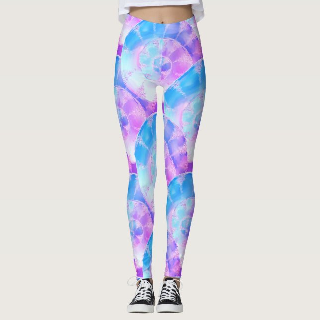 Leggings Coques violettes Et Bleues Revêtues (Devant)