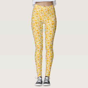 Leggings Coquette Jaune Vaches Motif tiré main