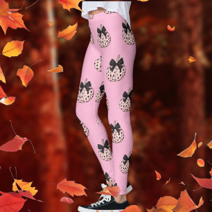 Leggings Coquette rose citrouille et bow Halloween
