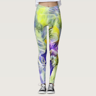 Leggings Coquillage bleu mer violet aquarelle peinture