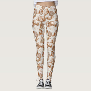 Leggings Coquillage Marin Neutre de Style Toile Côtière