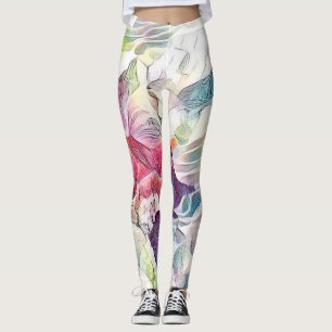 Leggings Coquillage rose dans la peinture d'aquarelle de me