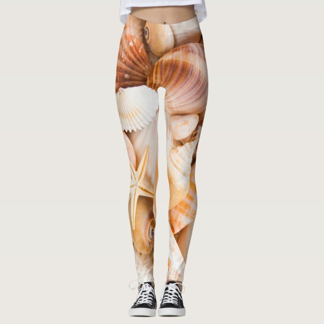 Leggings Coquillages arrière - plan : thème marin. (Devant)