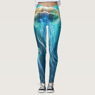 Leggings Coquillages bleu et or