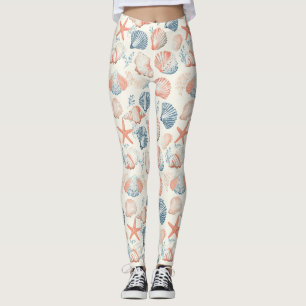 Leggings Coquillages bleus et ivoire de pêche traditionnels