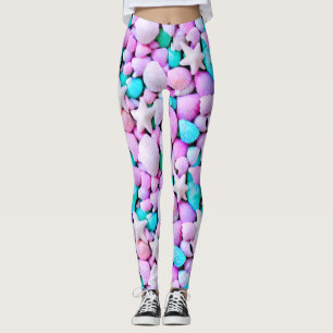 Leggings Coquillages de mer Pastel plage étoile de mer bleu