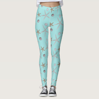 Leggings Coquillages et étoiles de mer sur les guêtres