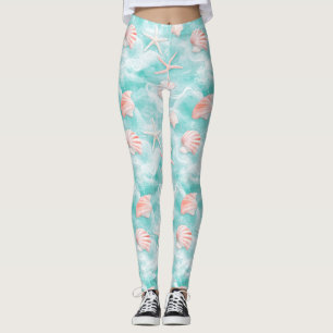 Leggings Coquillages et Motif de Vagues Océaniques (1)