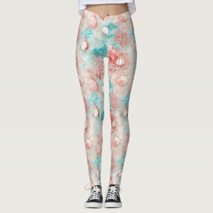 Leggings Coquillages et Motif de Vagues Océaniques (11)