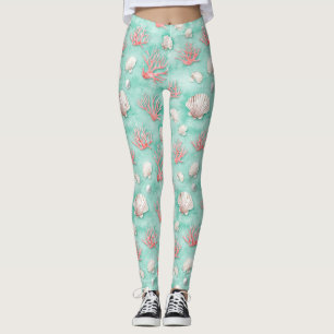 Leggings Coquillages et Motif de Vagues Océaniques (12)