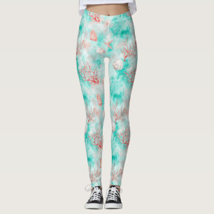 Leggings Coquillages et Motif de Vagues Océaniques (9)