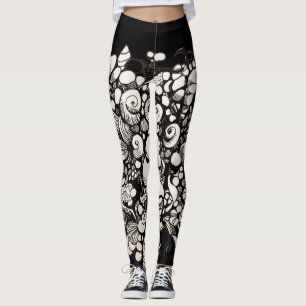 Leggings Coquillages Noir et blanc