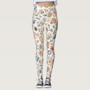 Leggings Coquillages Tropicaux & Motif de Récif de Corail