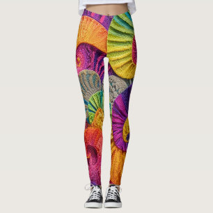 Leggings Coquilles chromatiques : Mosaïque spirale vibrante