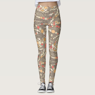 Leggings corail brun en peau d'iguane