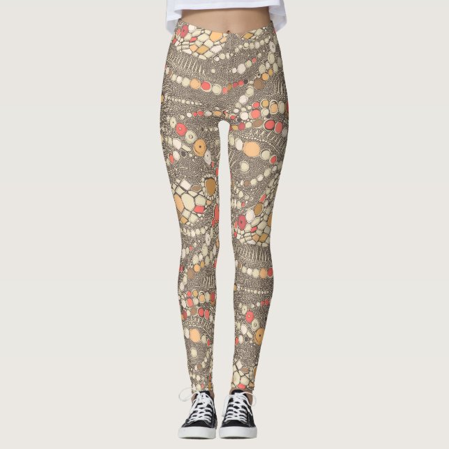 Leggings corail brun en peau d'iguane (Devant)