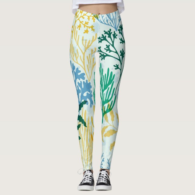 Leggings Corail Reef, Algues Motif sans mer. (Devant)