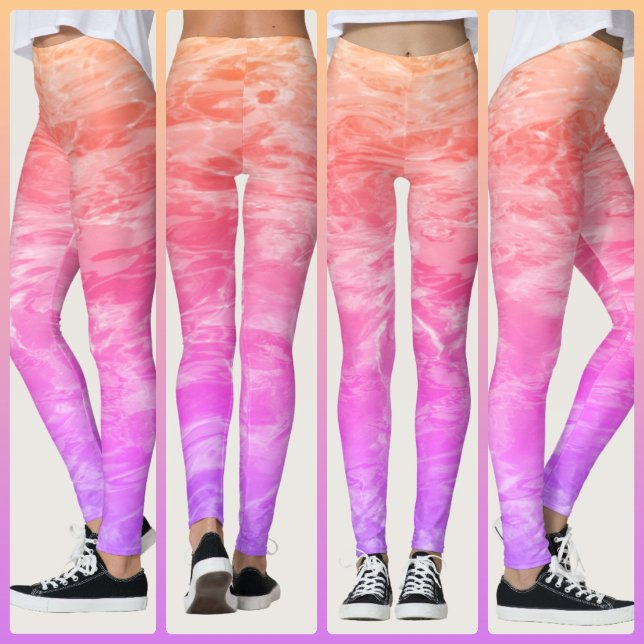 Leggings Corail rose orange lilas tropical eau (Créateur téléchargé)