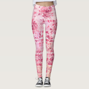 Leggings Corail rose Patrimoine Vintage rose Floral Motif