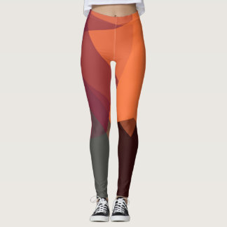 Leggings Coral Grey Brown moderne Motif géométrique