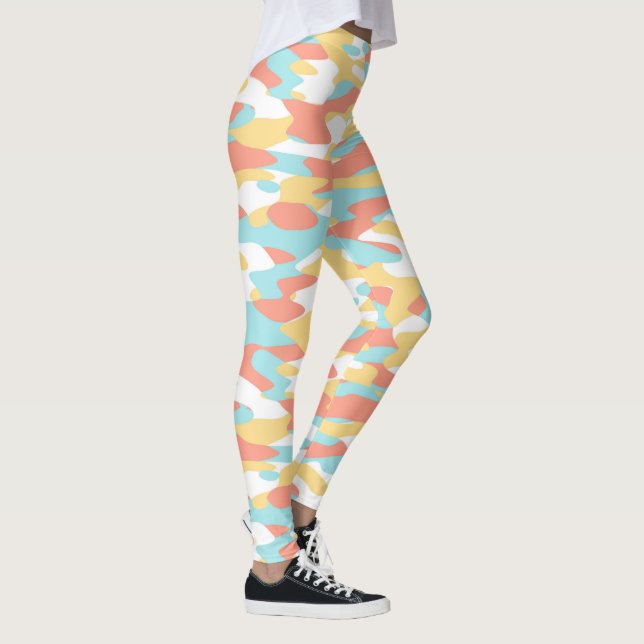 Leggings Coral rouge jaune clair Motif Camouflage bleu clai (Droite)