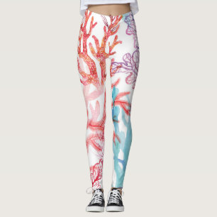 Leggings Coraux aquarelles : motif du monde sous-marin.