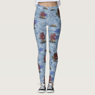 Leggings Coraux sous-marins rouges et roses Répéter l'impre