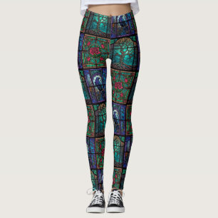 Leggings Corbeau gothique Rose et hérissons d'arbre - Cool