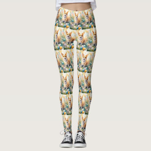 Leggings Corgi avec les oeufs de Pâques