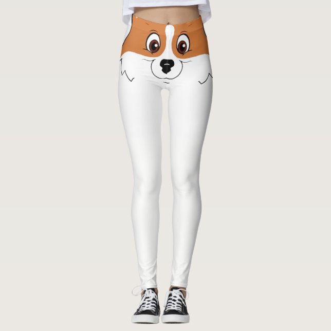 Leggings Corgi de sourire (Devant)