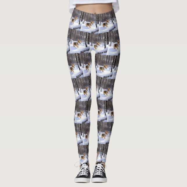 Leggings Corgi laisse neiger Noël (Devant)