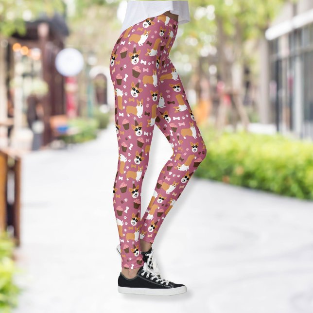 Leggings Corgis et Cupcakes Welsh Corgi Casquette du Parti (Corgis and Cupcakes Leggings in Pink)