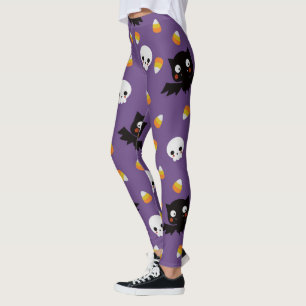 Leggings Corne à bonbons, chauves-souris et crânes